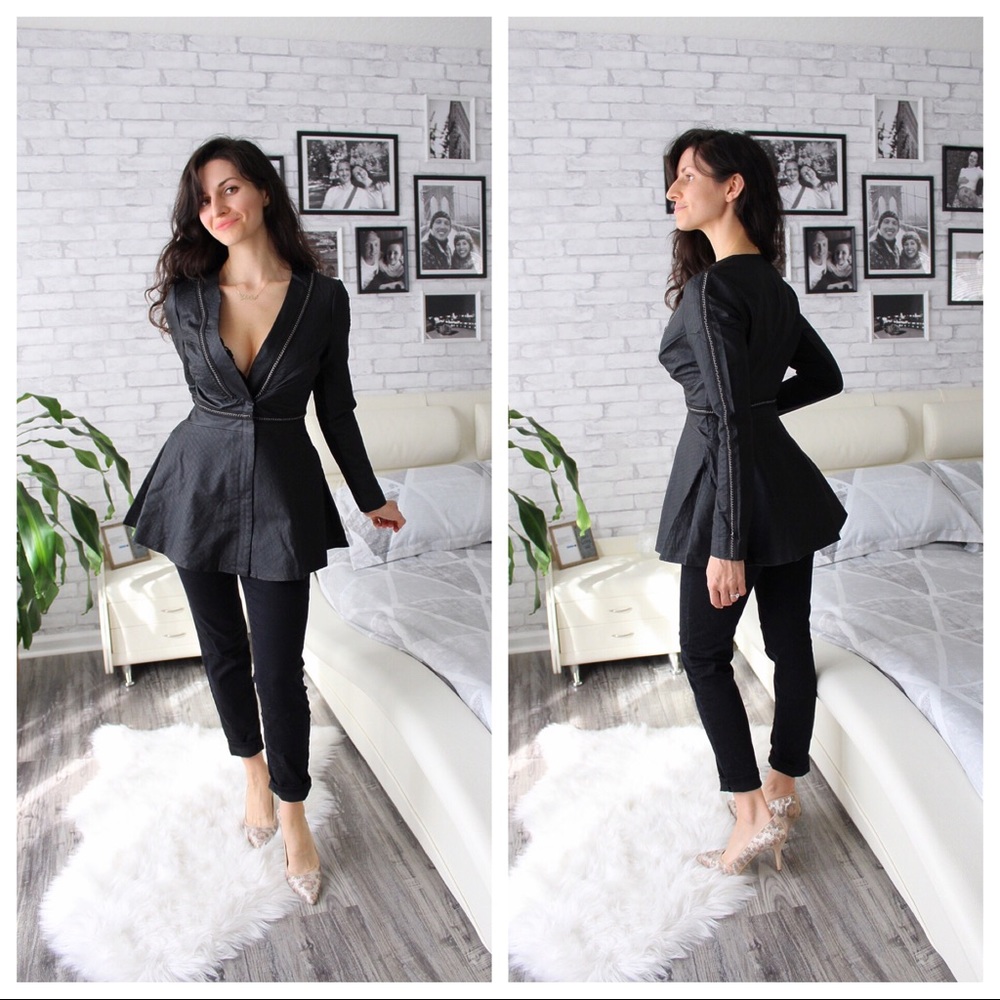 VENUS Faux Leather Flare Jacket NWT Black - Picture 2 of 8